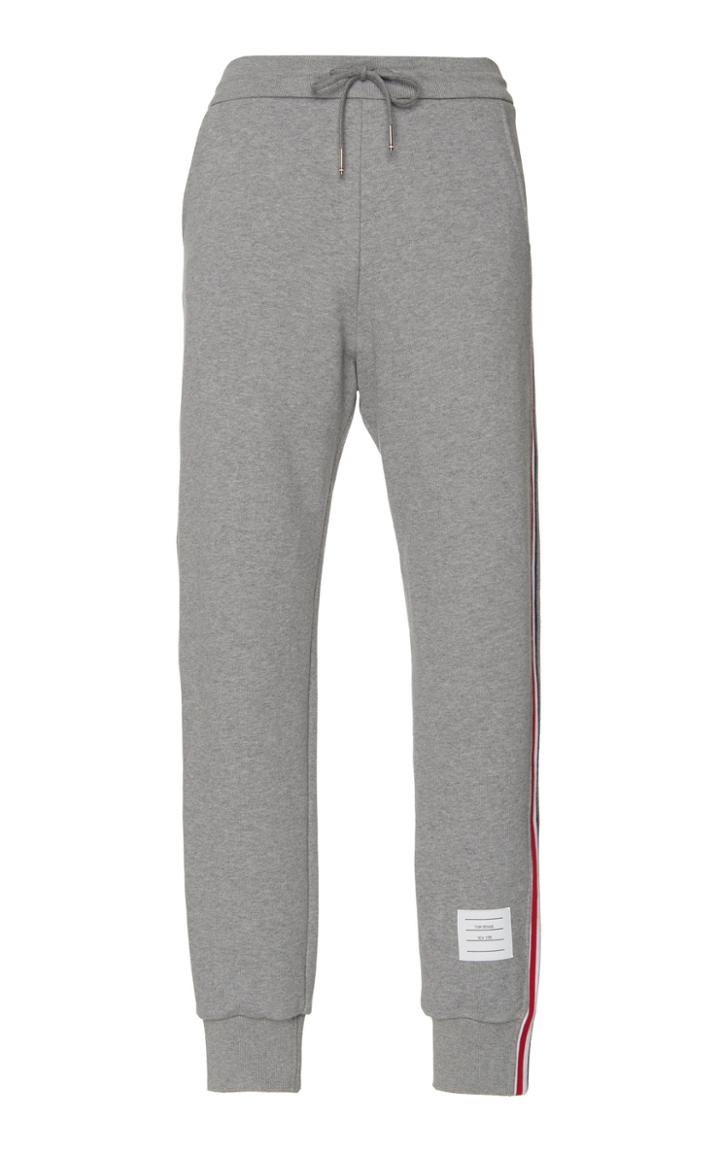 Thom Browne Stripe-detailed Cotton Sweatpants