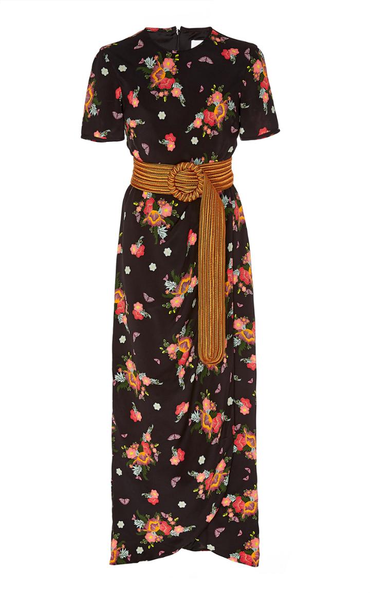 Rebecca De Ravenel Wrap-effect Floral-print Silk Dress