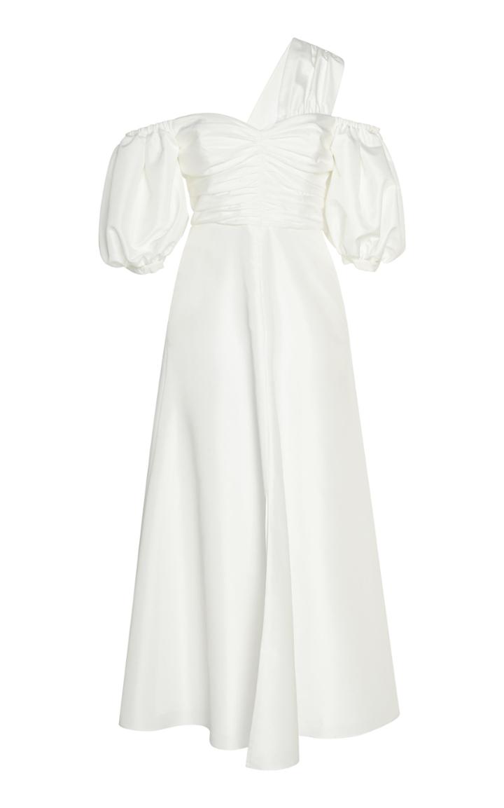 Self Portrait Ruched Taffeta Midi Dress