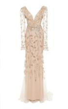 Monique Lhuillier Stardust Embroidered Long Sleeve Gown