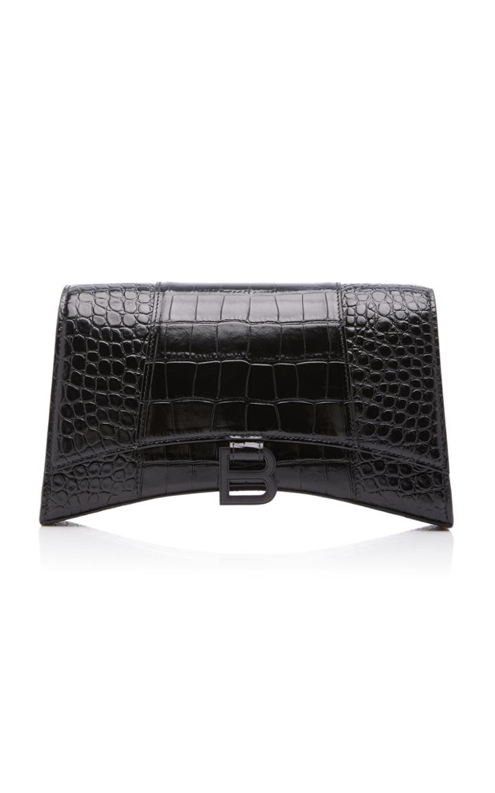 Balenciaga Hourglass Croc-effect Leather Bag