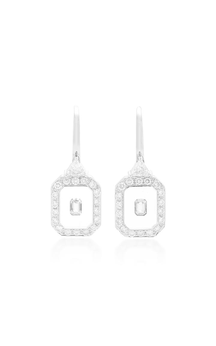Nikos Koulis Universe Retangular Drop Earrings With White Diamonds And Enamel