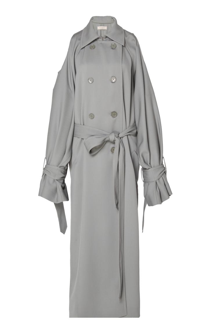 Nina Ricci Cold Shoulder Gabardine Coat