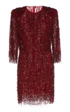 Naeem Khan Fringed Sequined Tulle Mini Dress
