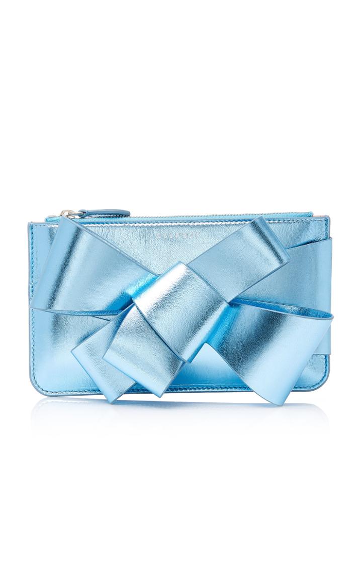 Delpozo Metallic Mini Box Leather Clutch