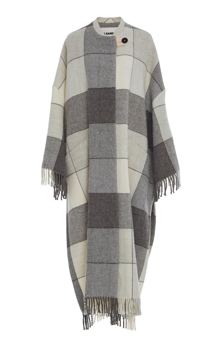 Jil Sander Luella Fringe Hem Wool Coat