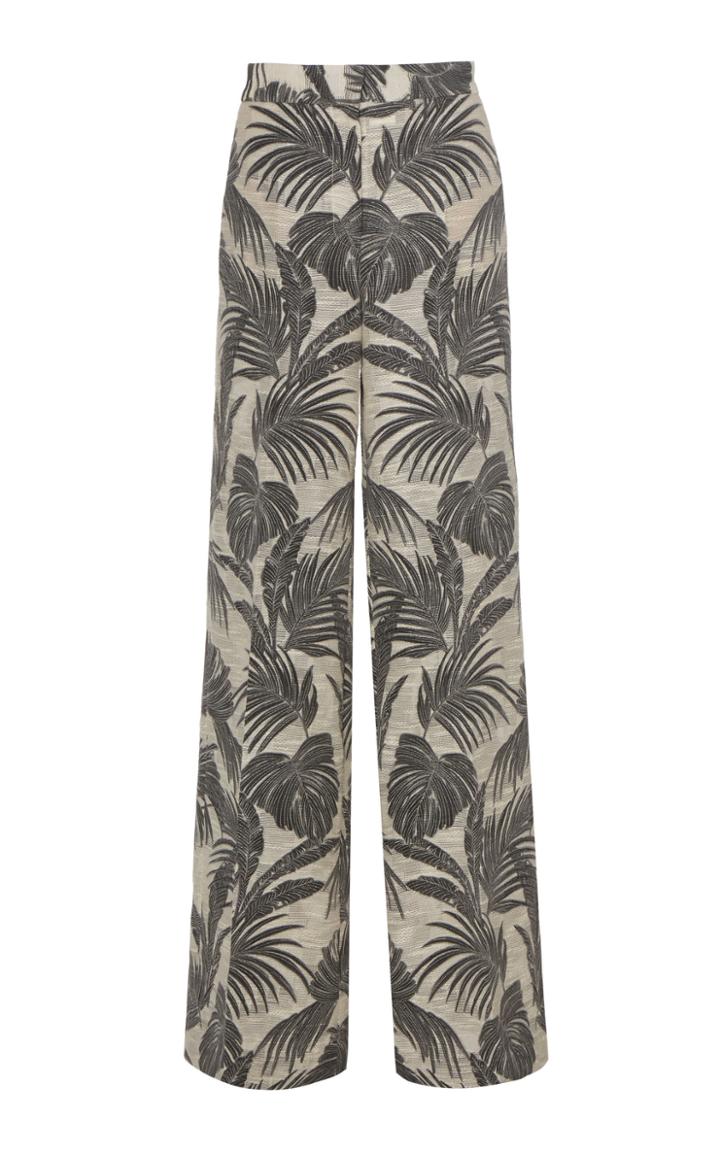 J. Mendel Palm Leaf-patterned Jacquard Silk Wide-leg Pants