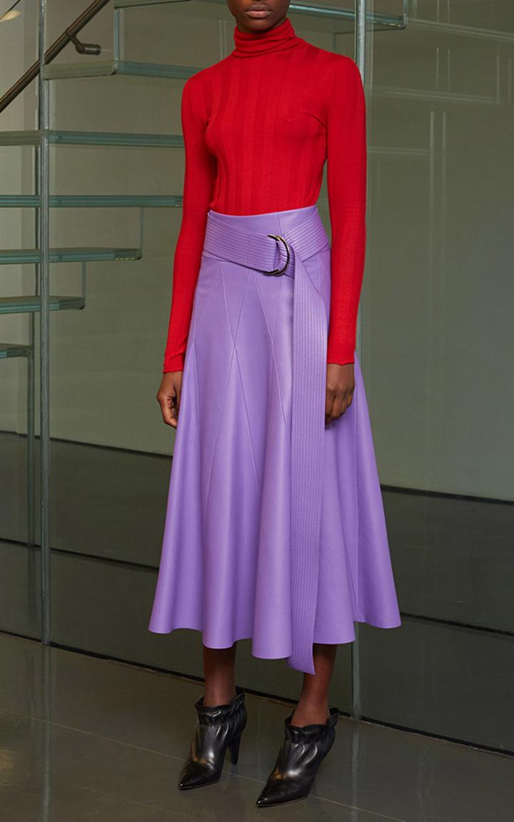 Derek Lam Belted Leather Skirt