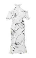 Christian Siriano Printed Halter Ruffle Dress