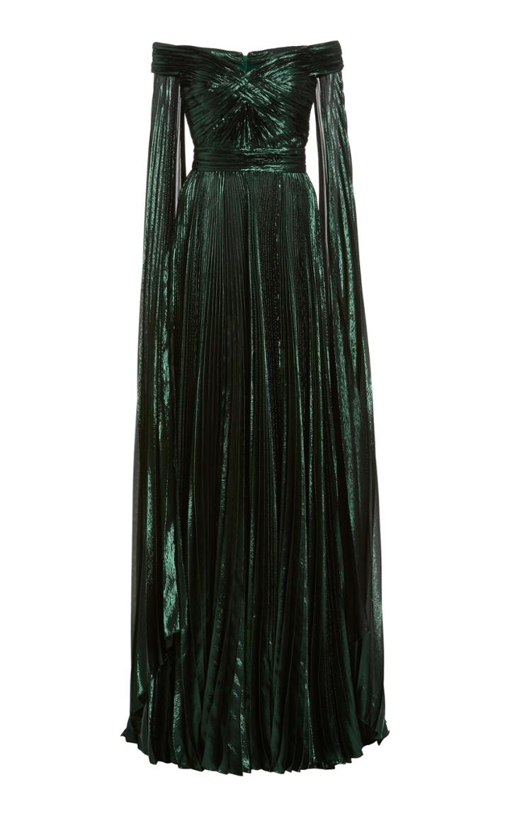 Moda Operandi Zuhair Murad Off-the-shoulder Plisse Gown