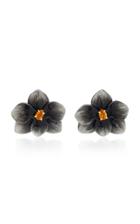Sabbadini Pear-shaped Citrine Black Flower Earrings
