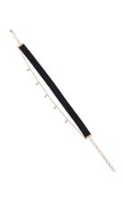 Diane Kordas Black Leather Choker With Chain Of Diamond Teardrop Charms