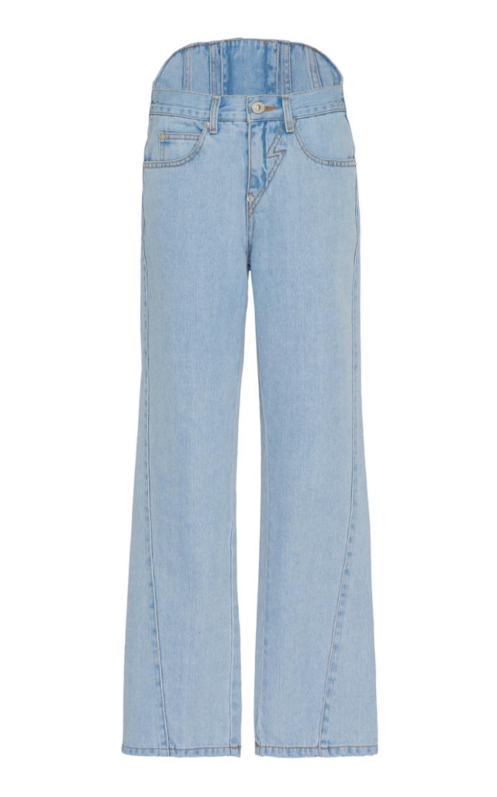 Pushbutton Corseted-back Straight Jeans