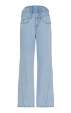 Pushbutton Corseted-back Straight Jeans