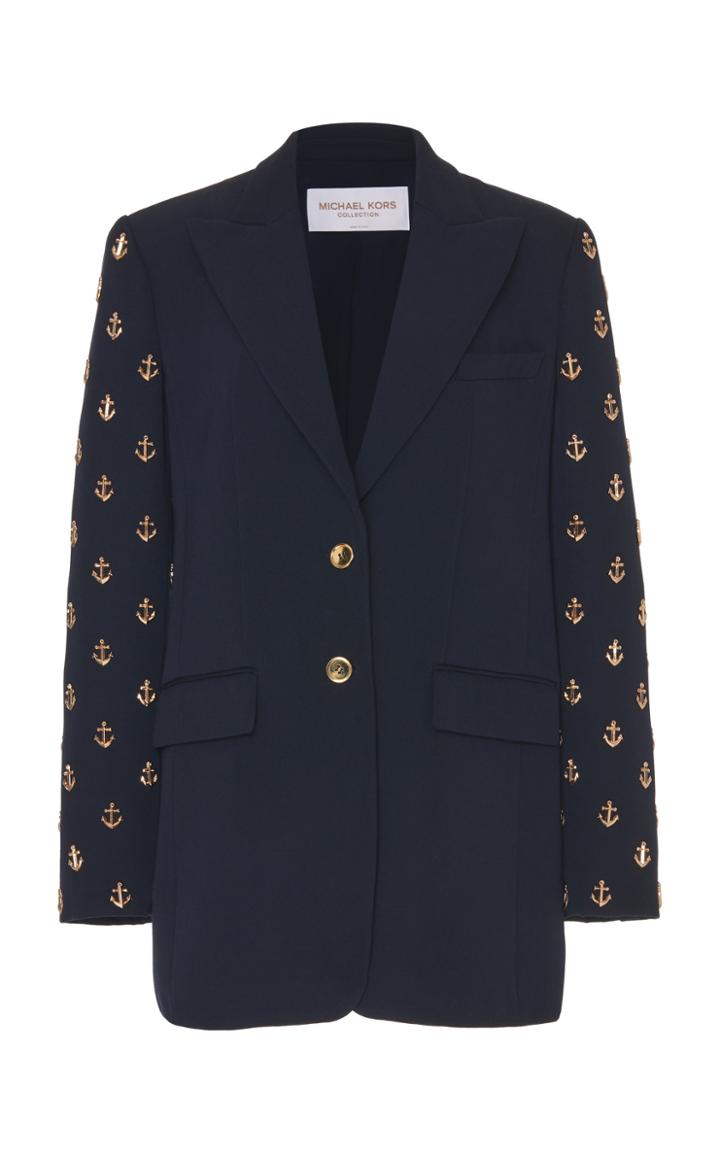 Moda Operandi Michael Kors Collection Embroidered Wool-gabardine Boyfriend Blazer Si