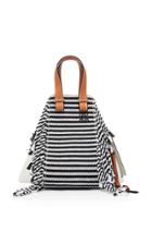 Loewe Hammock Scarf Leather-trimmed Woven Cotton Tote
