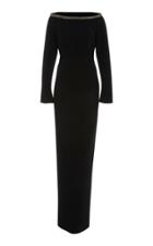 Rachel Gilbert Winona Crystal-embellished Stretch-crepe Gown
