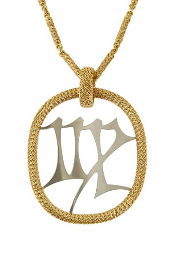 Mahnaz Collection Vintage 18k White & Yellow Gold Virgo Zodiac Pendant With Chain