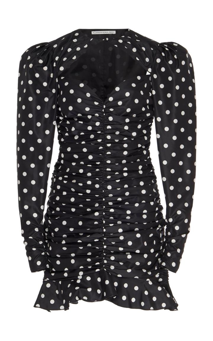 Moda Operandi Alessandra Rich Ruched Open Neckline Silk Dress Size: 38