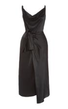 Saloni Giselle Wrap-effect Silk-satin Midi Dress