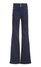 Moda Operandi Veronica Beard Beverly Button-detailed High-rise Flared-leg Jeans