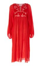 Carolina K Jackie Embroidered Crinkle Cotton Midi Dress