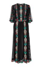 Costarellos Cross Stitch Sik Midi Dress