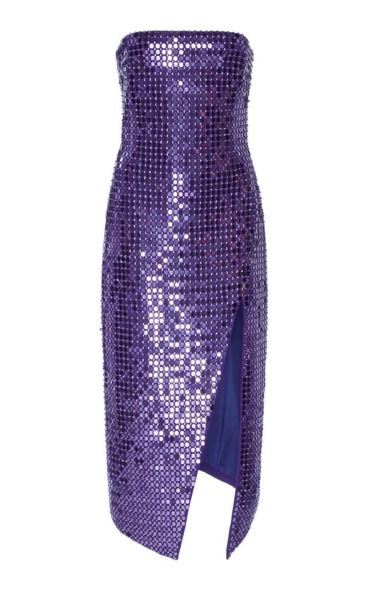 David Koma Strapless Side Slit Dress