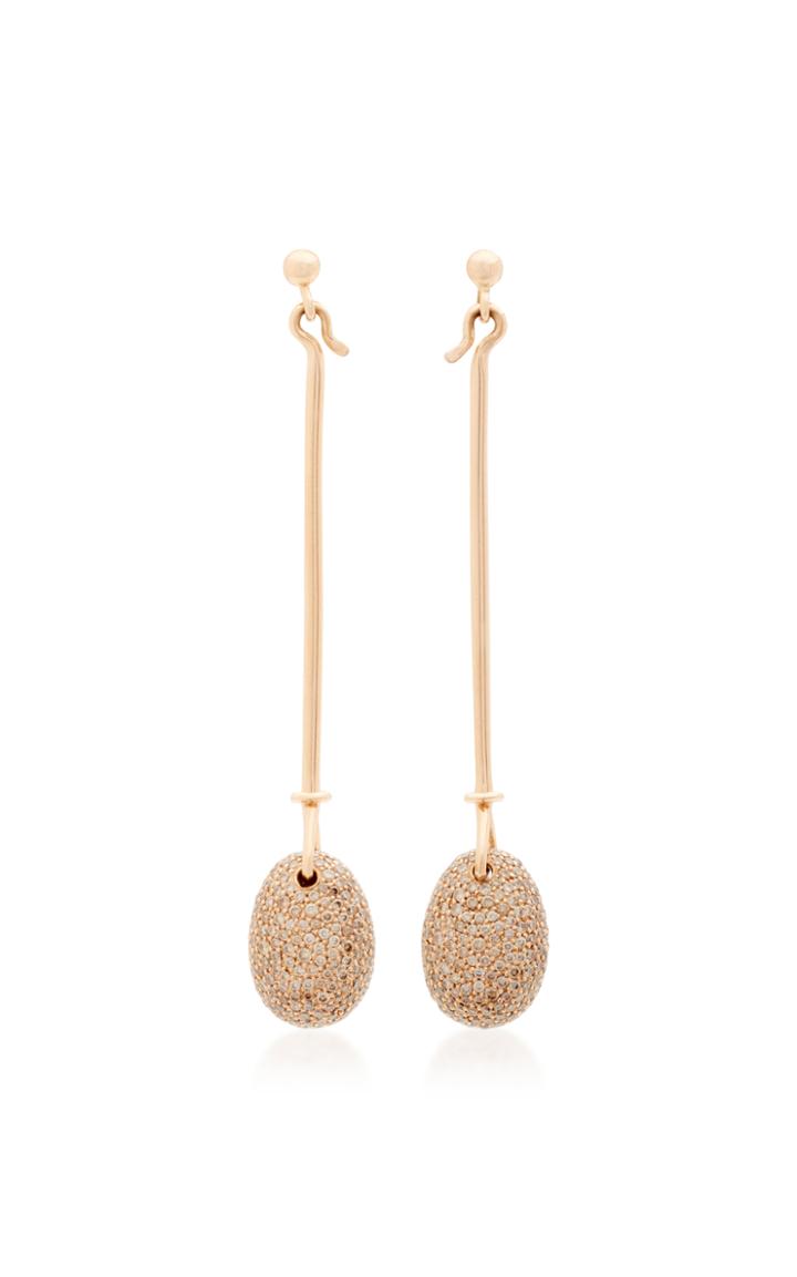 Georg Jensen Rose Gold Vivianna Dew Drop Earrings With Diamond Pave