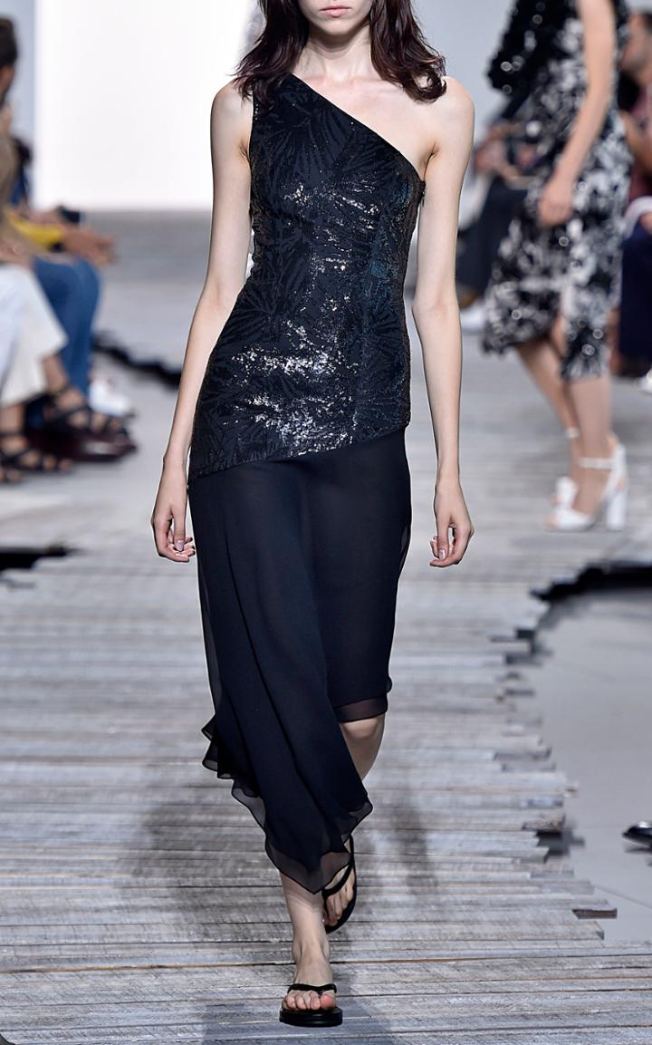 Michael Kors Collection Palm Paillette Assymetrical Dress