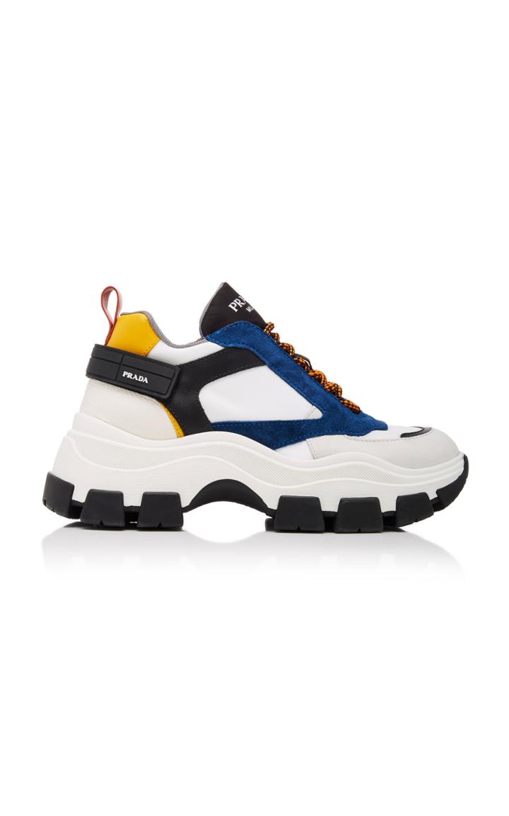 Prada Color-block Leather And Nylon Sneakers