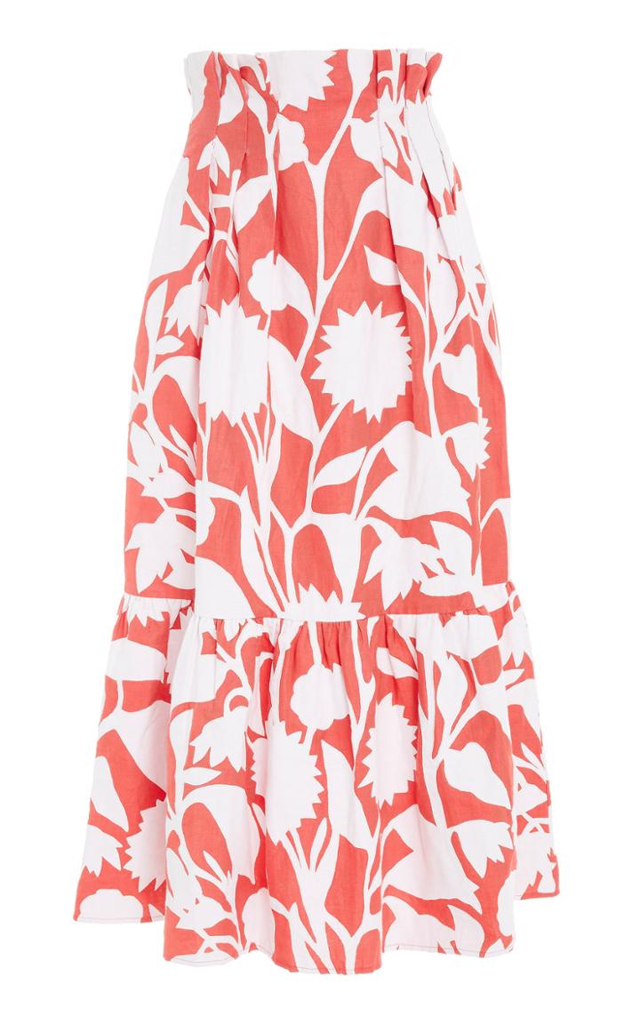 Mara Hoffman Roshini High-waisted Printed Cotton-linen Midi Skirt