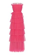 Carolina Herrera Strapless Ruffle Tiered Tulle Gown