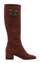 Valentino Jewel Buckle Suede Knee-high Boots