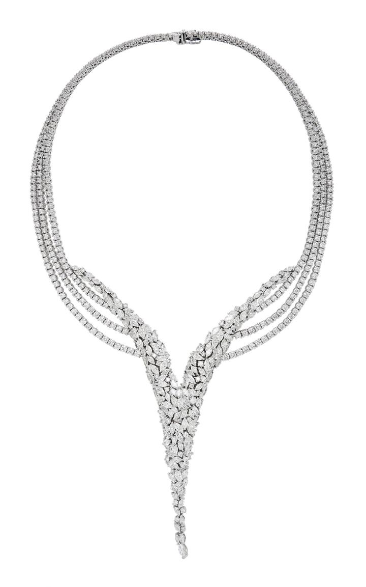 Yeprem 18k White Gold And Diamond Collar Necklace