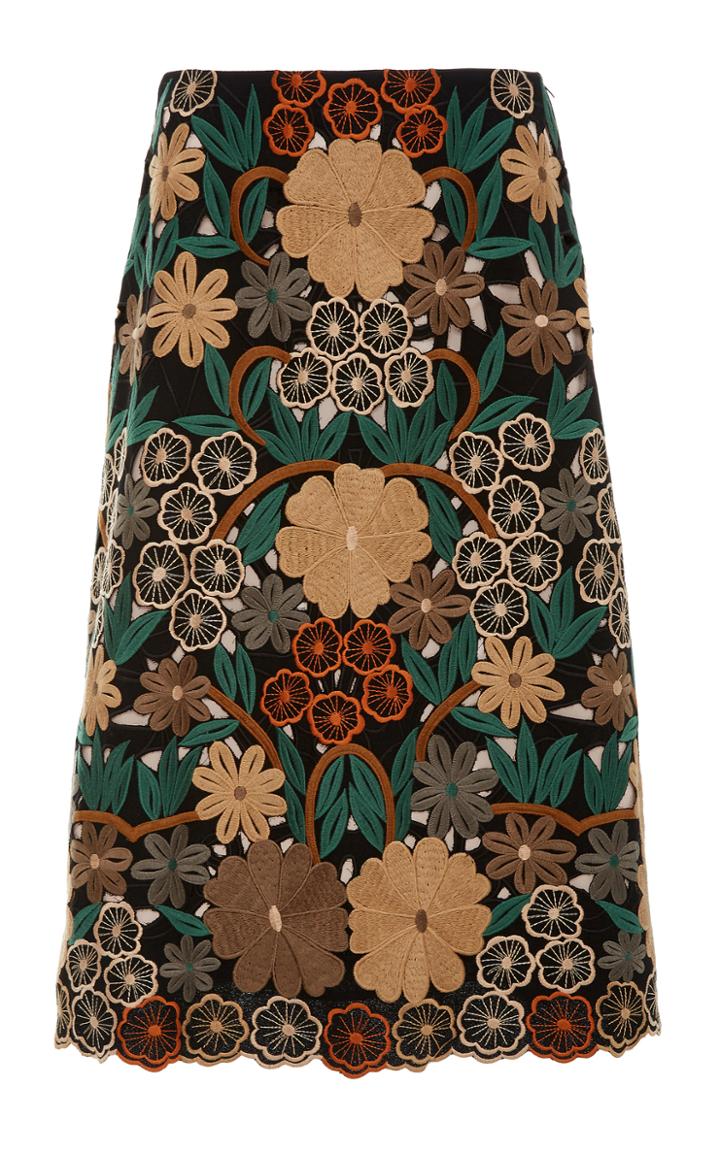 Red Valentino Floral Embroidered Pencil Skirt
