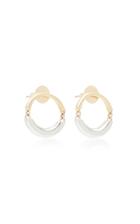 Rush Jewelry Design Signature Swinging 18k Yellow And White Gold Hoop