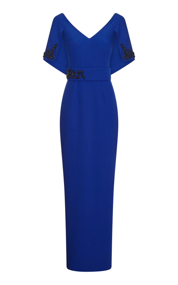 Safiyaa Aurora Croc Crystal-embroidered Crepe Gown