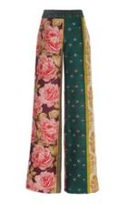Oscar De La Renta Paneled Print Straight Leg Long Pant