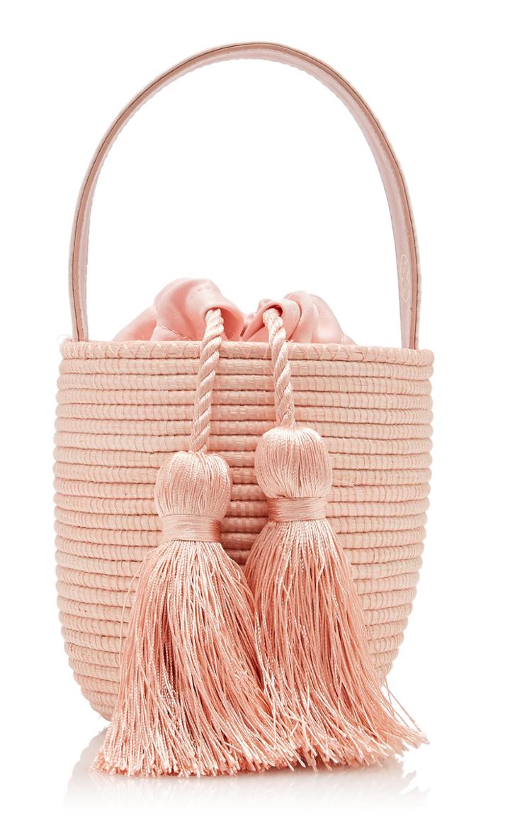 Cesta Collective Party Pail Leather-trimmed Sisal Bucket Bag
