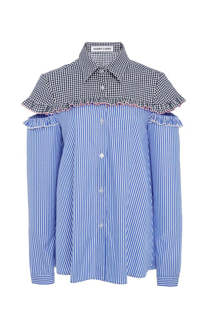 Sandy Liang Mercury Open Shoulder Shirt