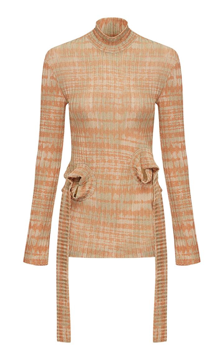 Christopher Esber Printed Stretch-knit Turtleneck Top