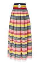 Carolina K Santa Clara Rainbow Stripe Cotton-poplin Midi Skirt