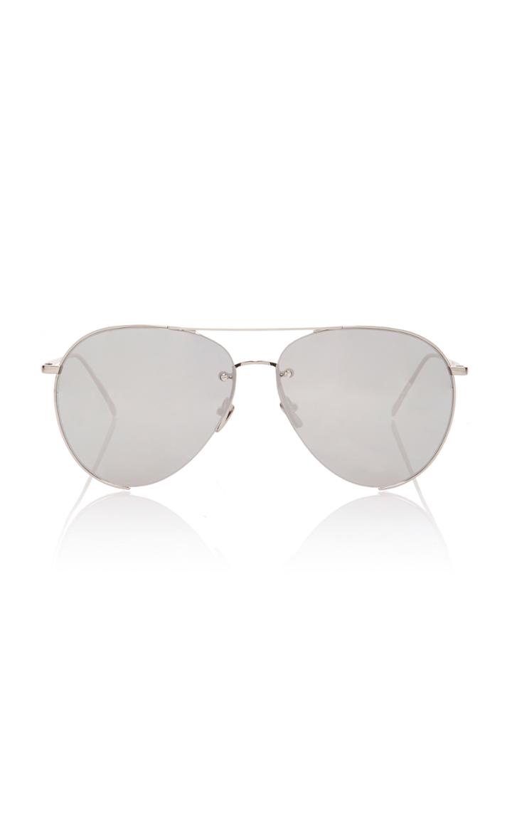 Linda Farrow Silver-tone Aviator-style Sunglasses