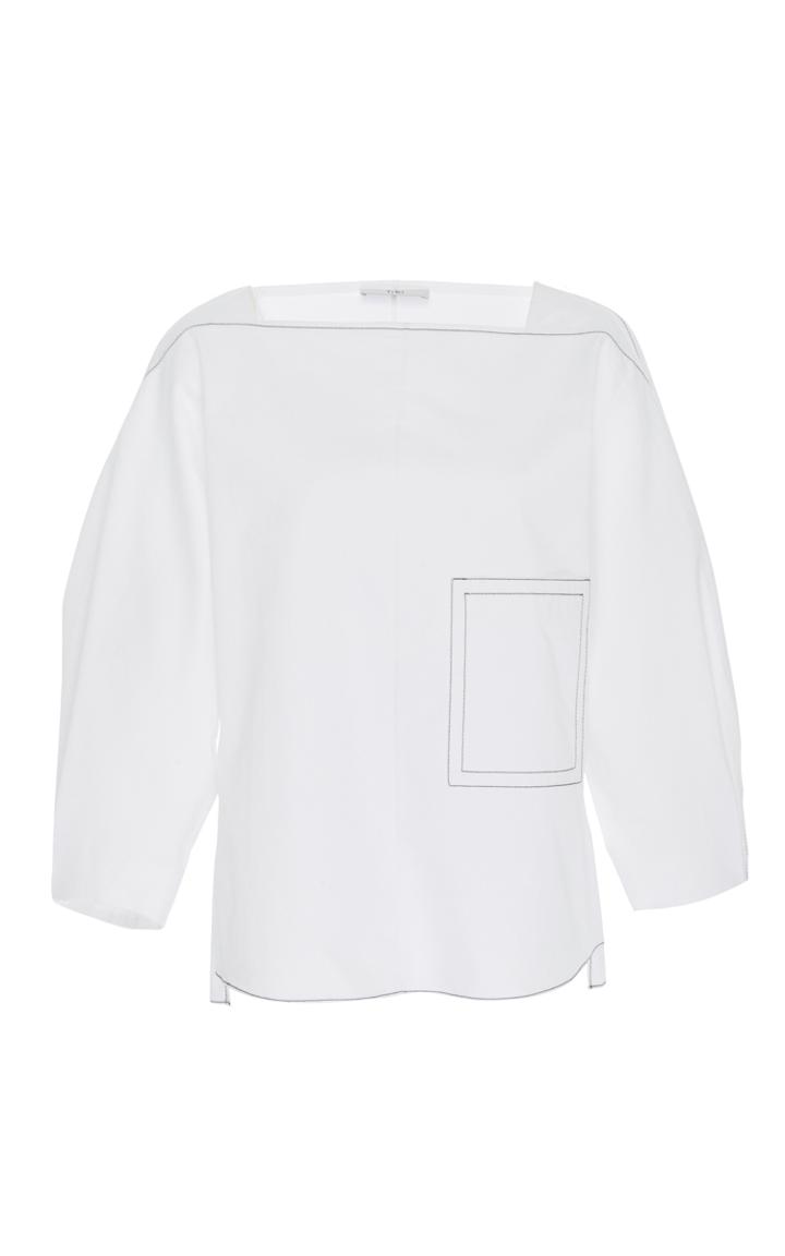 Tibi Boatneck Seamed Blouse