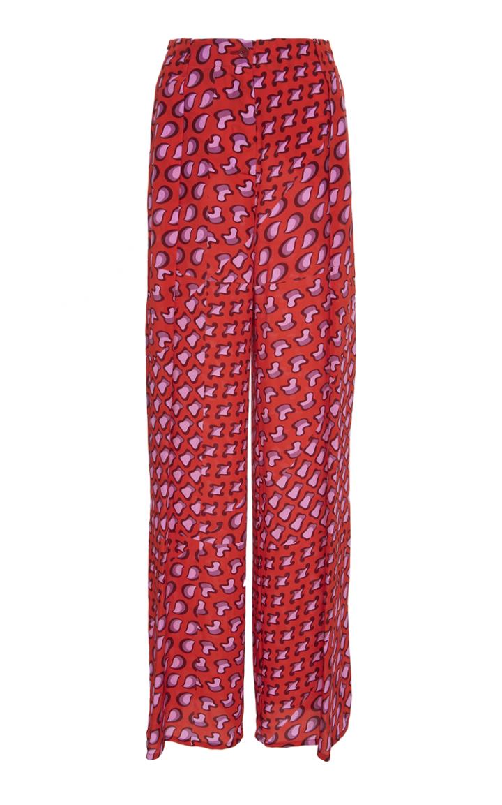 Tomas Maier Silk Patch Print Pants