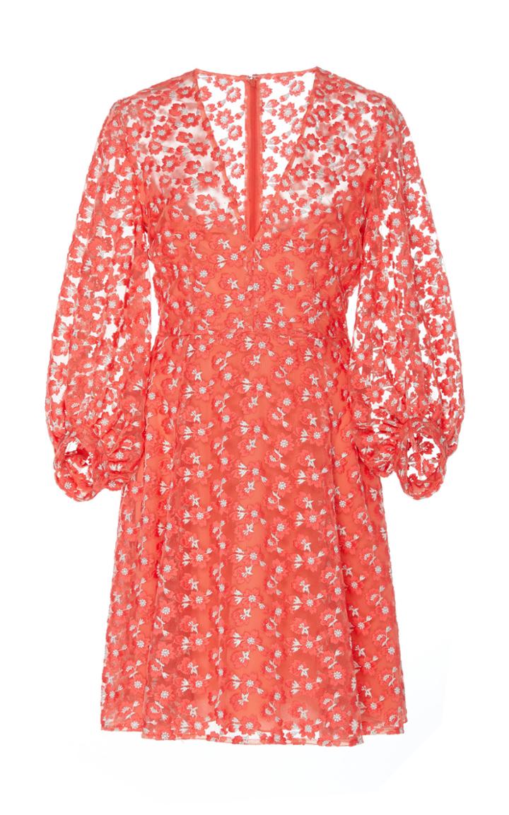 Moda Operandi Lela Rose Floral-embroidered Organza Mini Dress Size: 0