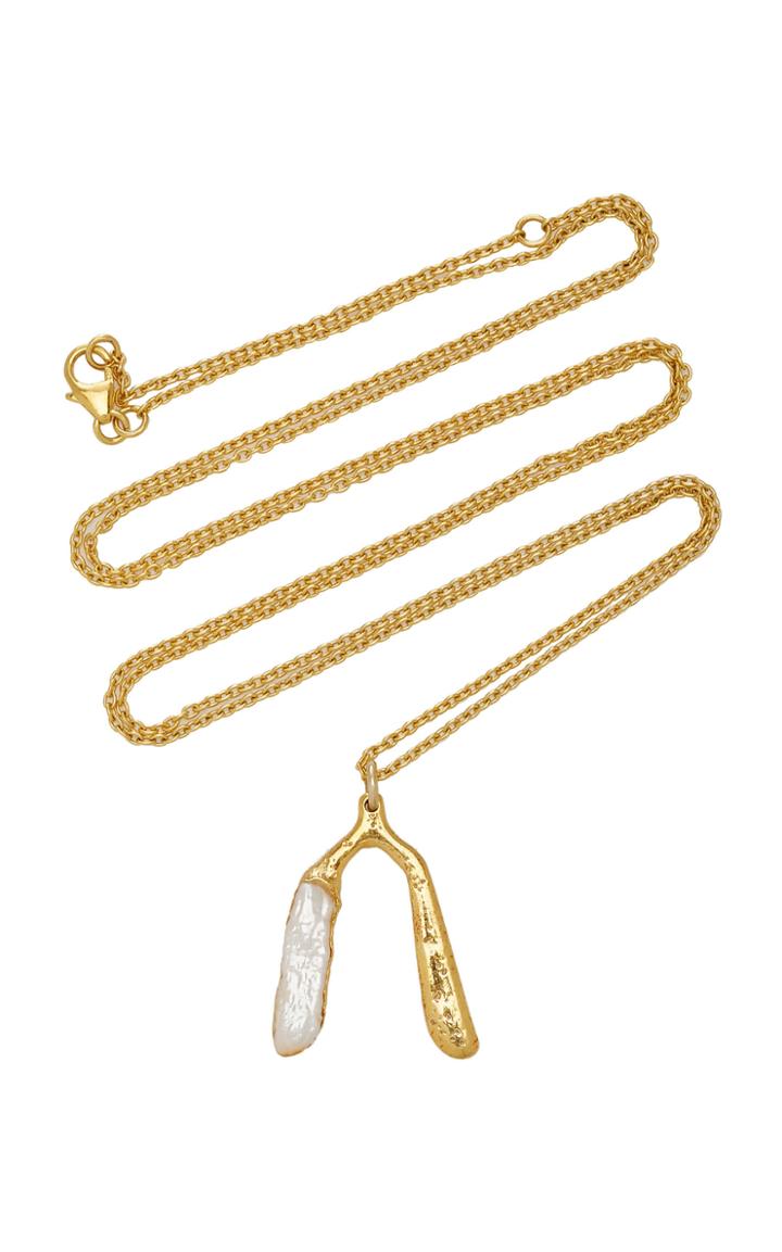Moda Operandi Pacharee 18k Yellow Gold Wishbone Necklace