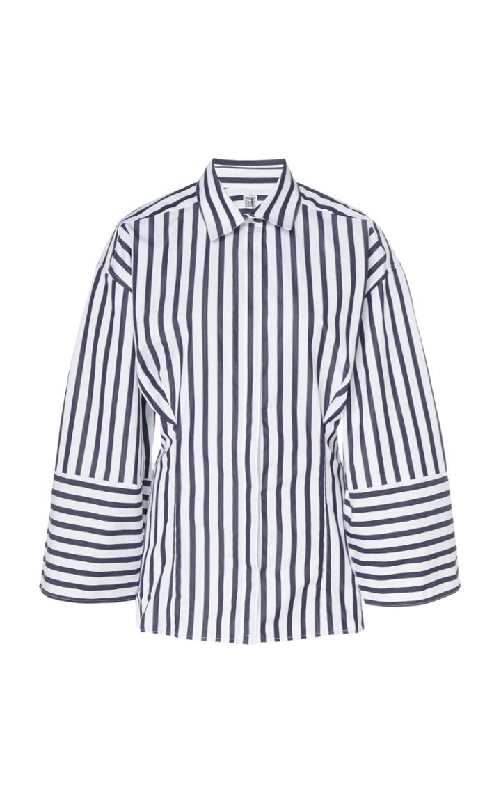 Toteme Bibione Striped Cotton-poplin Top