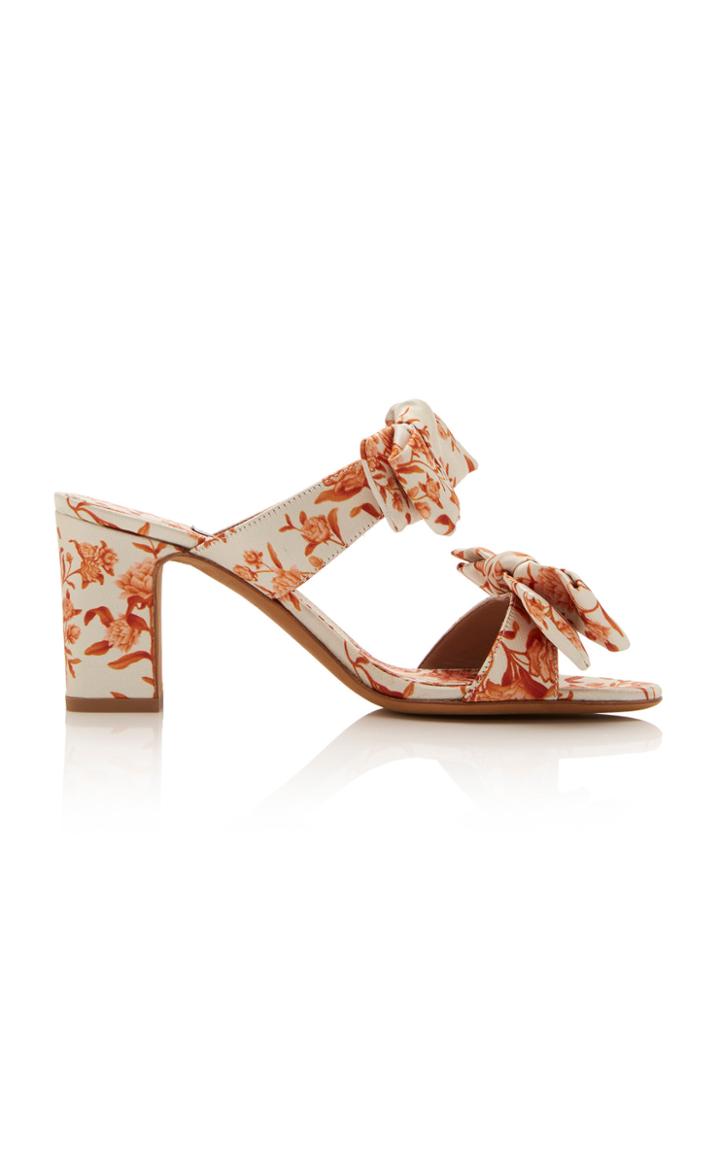 Tabitha Simmons X Johanna Ortiz Barbi Bow-embellished Floral-print Silk-satin Sandals